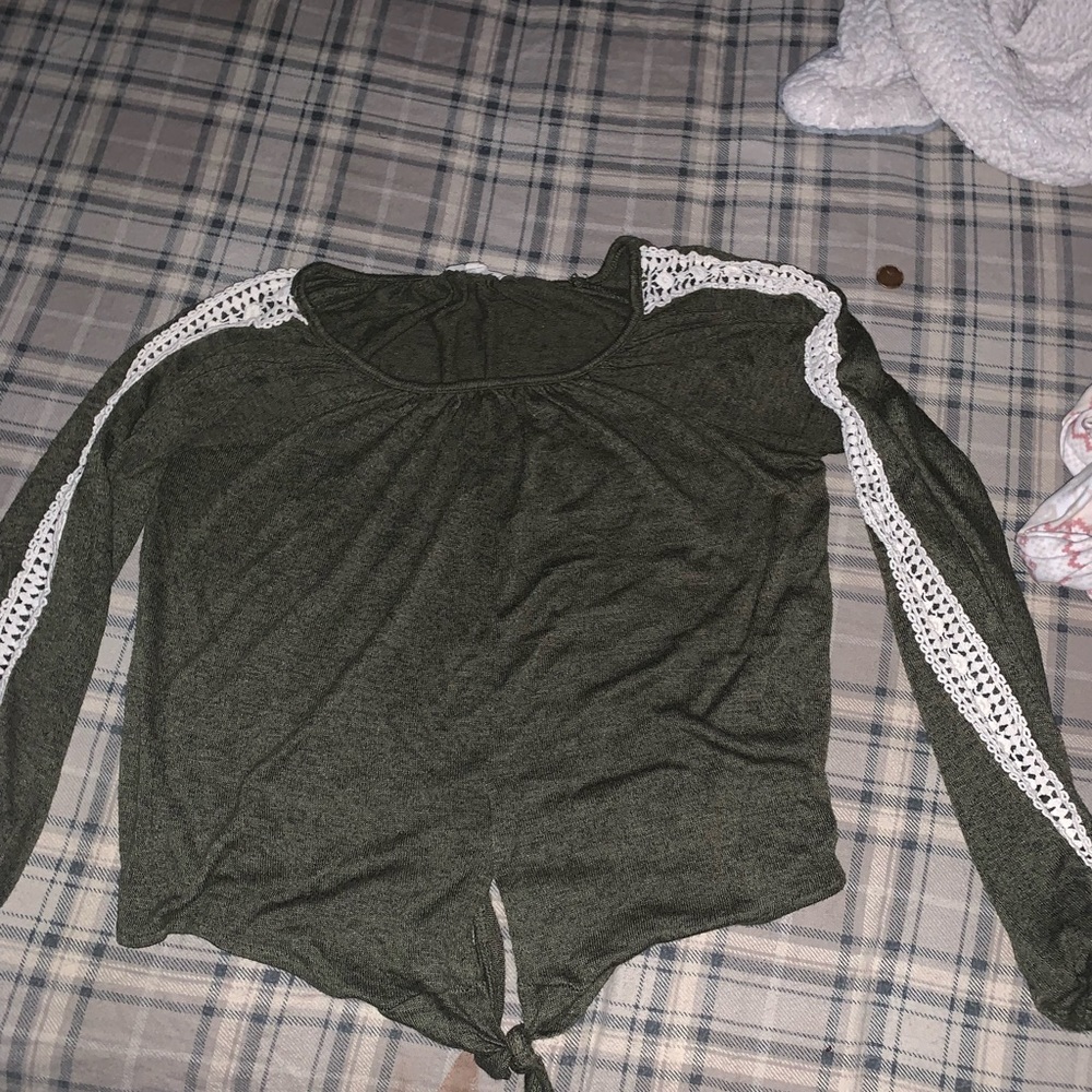 Barley worn green crop top with long sleeves